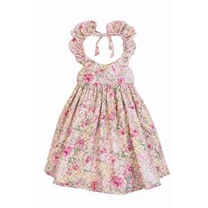 Lacey Lane Girls Floral Halter Dress Size 3 Pink Cottagecore Sleeveless